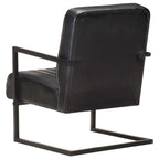 vidaXL Freischwinger Sessel Schwarz Echtleder