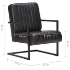 vidaXL Freischwinger Sessel Schwarz Echtleder