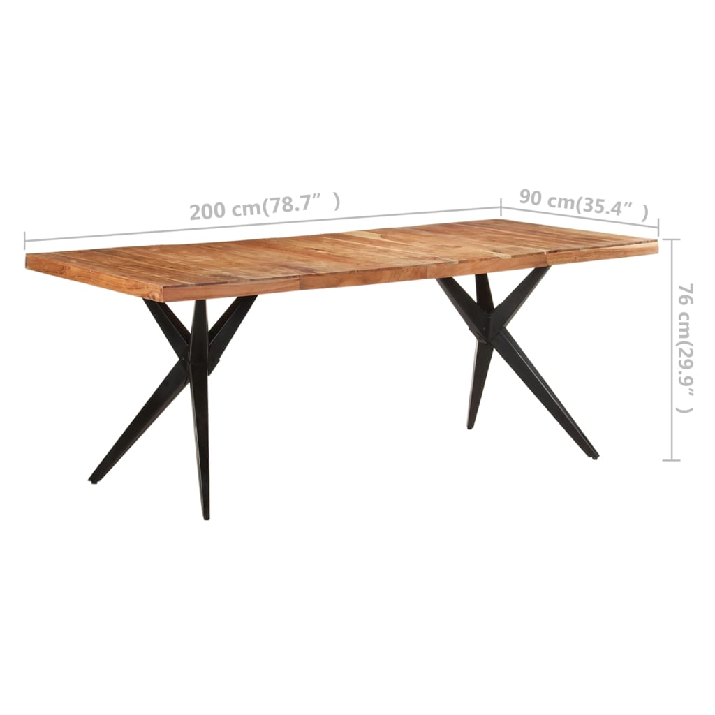 vidaXL Esstisch 200x90x76 cm Akazie Massivholz