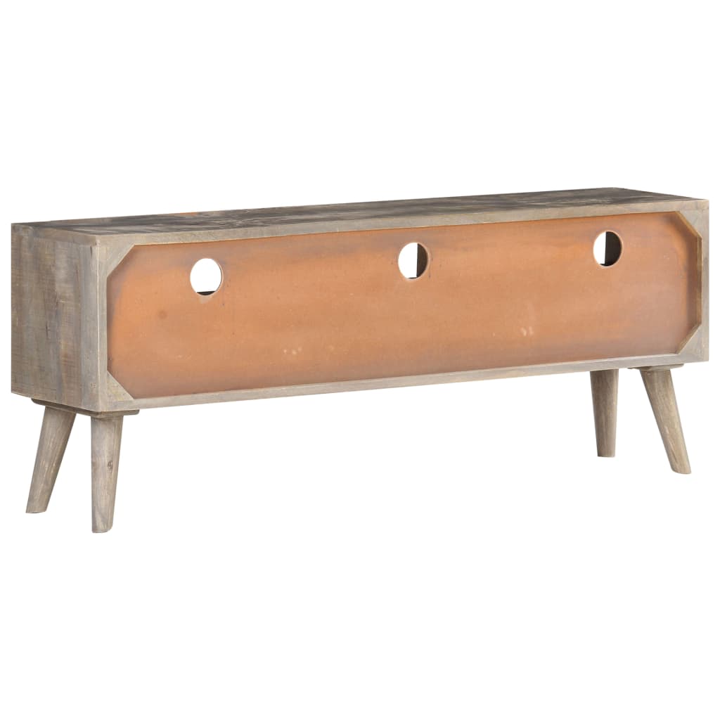 vidaXL TV-Schrank Grau 130x35x51 cm Raues Mango-Massivholz