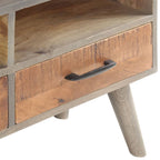 vidaXL TV-Schrank Grau 130x35x51 cm Raues Mango-Massivholz