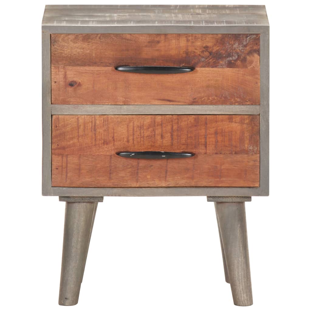 vidaXL Nachttisch Grau 40x30x50 cm Raues Mango-Massivholz