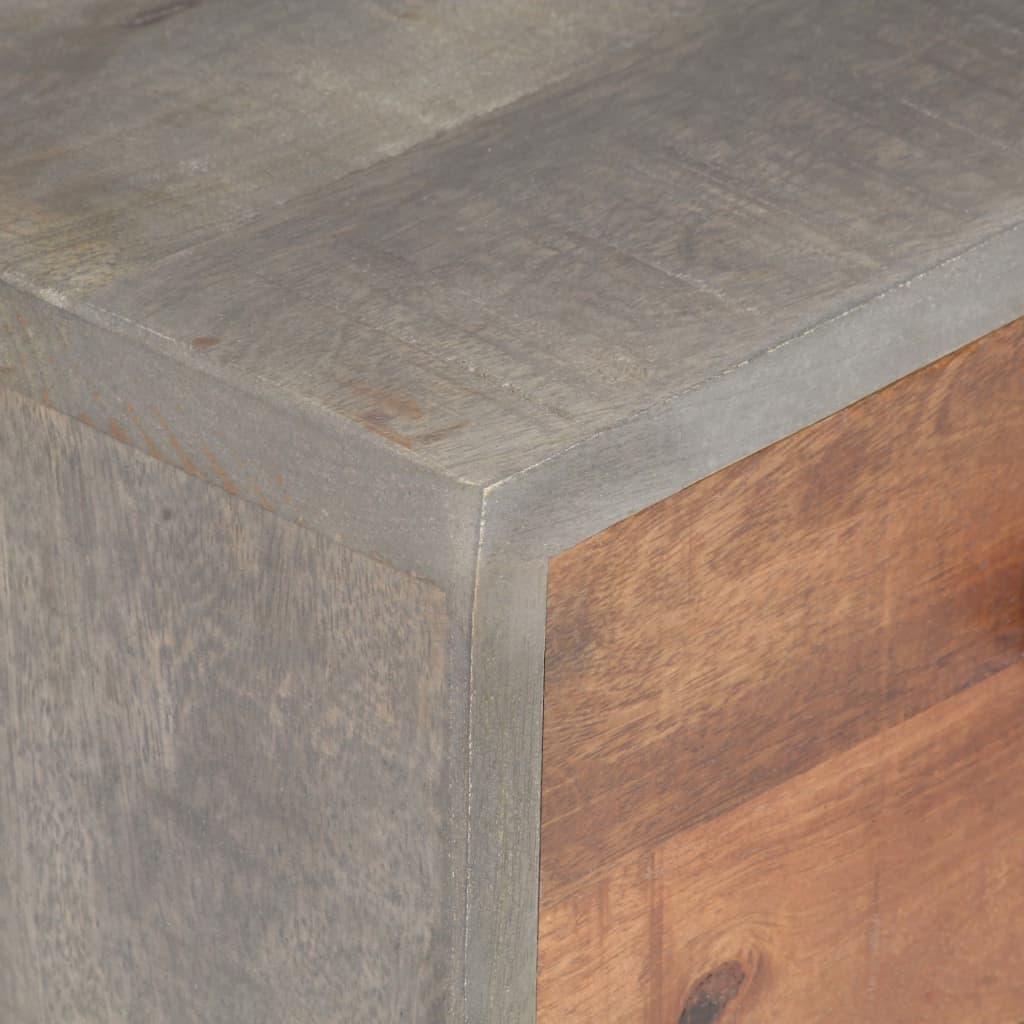 vidaXL Nachttisch Grau 40x30x50 cm Raues Mango-Massivholz