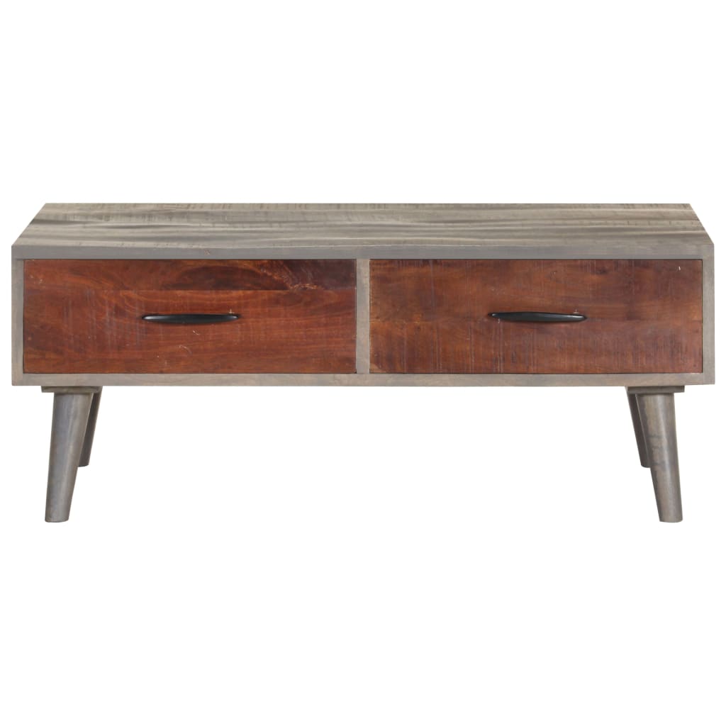 vidaXL Couchtisch Grau 100x60x40 cm Raues Mango-Massivholz