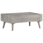 vidaXL Couchtisch Grau 100x60x40 cm Raues Mango-Massivholz