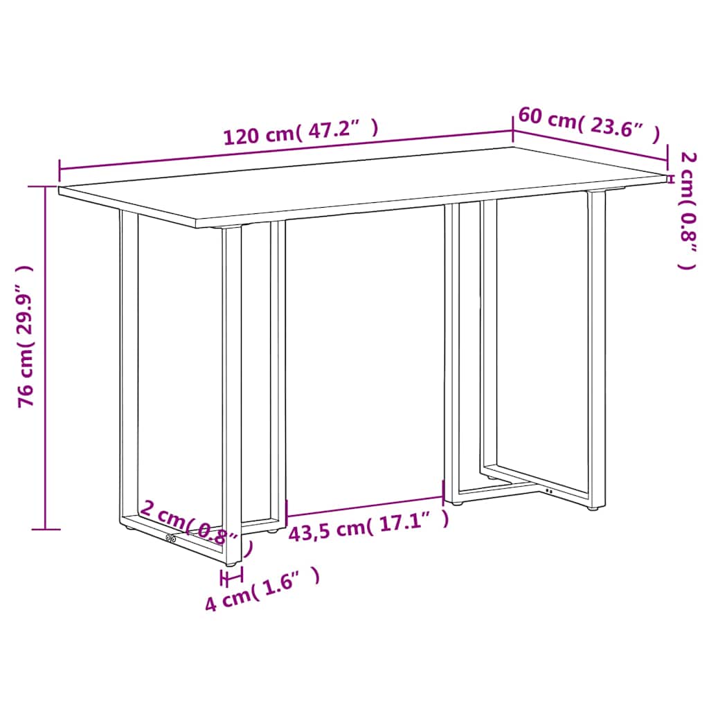 vidaXL Esstisch 120 cm Recyceltes Massivholz