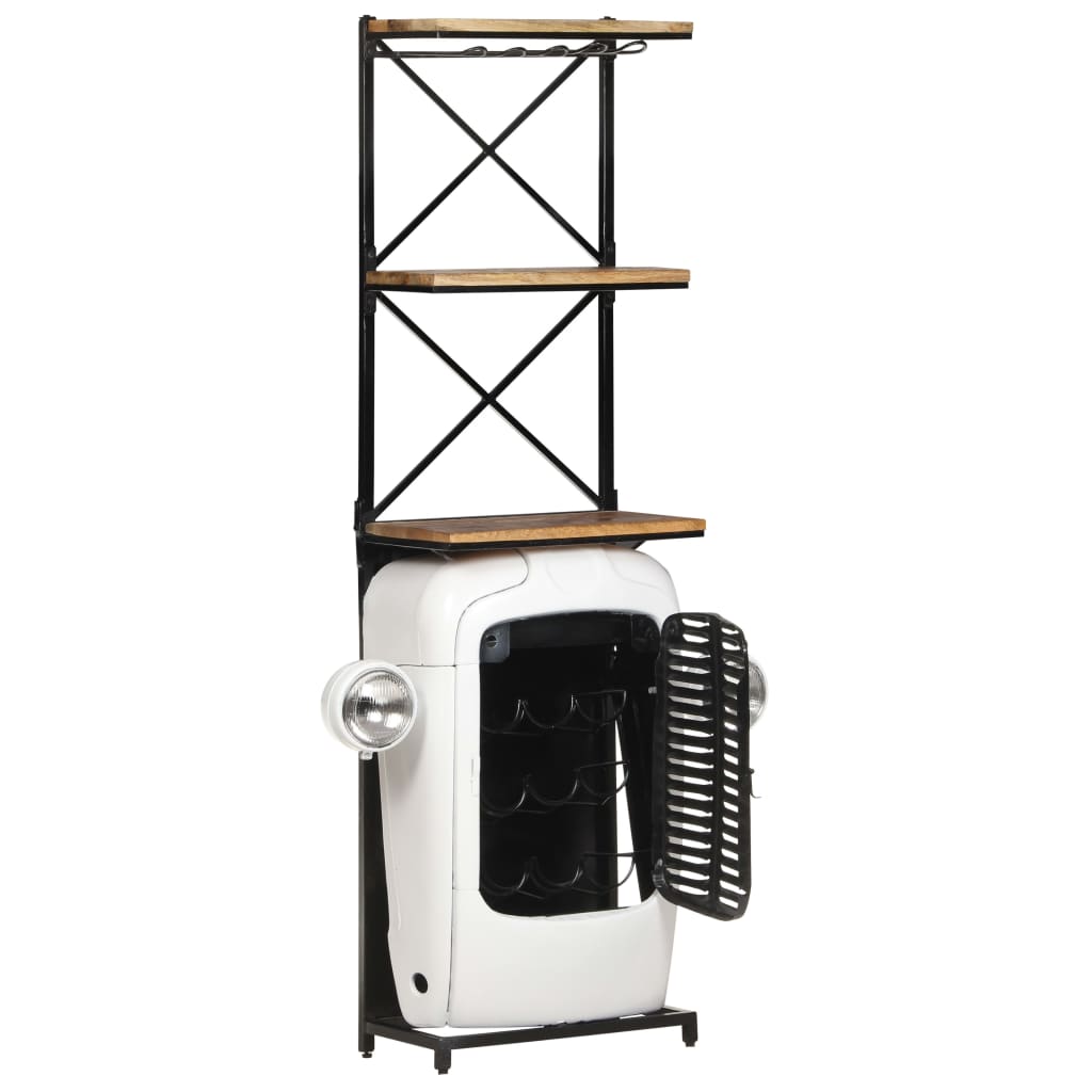 vidaXL Traktor-Weinschrank Weiß 49x31x172 cm Raues Mangoholz