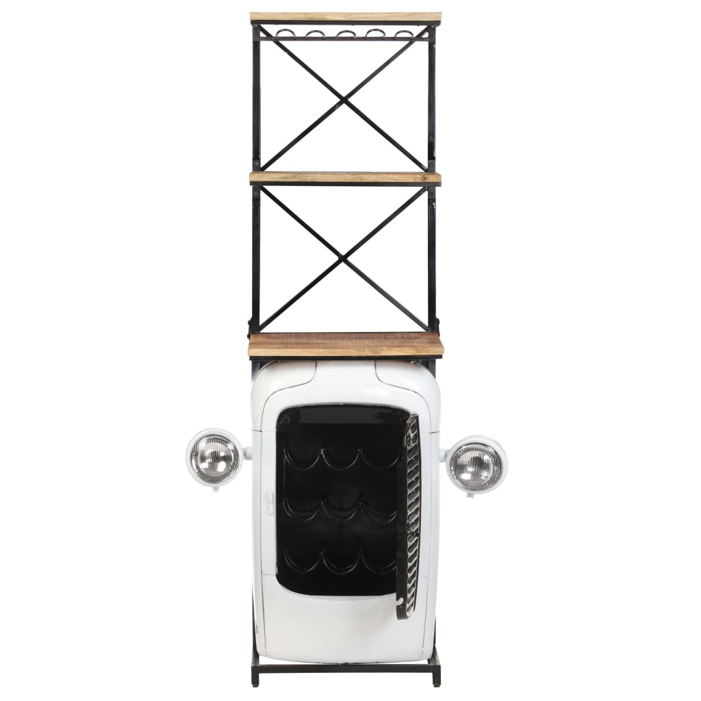 vidaXL Traktor-Weinschrank Weiß 49x31x172 cm Raues Mangoholz