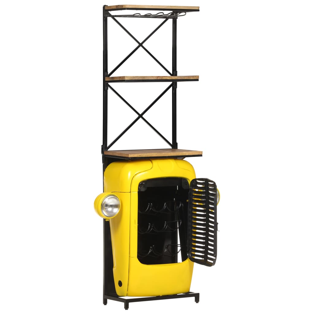 vidaXL Traktor-Weinschrank Gelb 49x31x172 cm Mango Massivholz