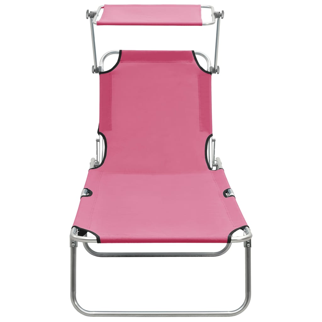 vidaXL Klappliege mit Sonnendach Stahl Rosa
