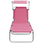 vidaXL Klappliege mit Sonnendach Stahl Rosa