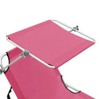 vidaXL Klappliege mit Sonnendach Stahl Rosa
