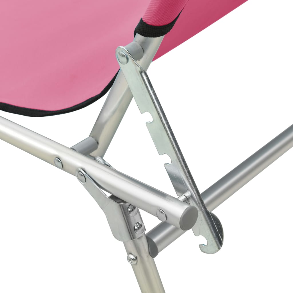vidaXL Klappliege mit Sonnendach Stahl Rosa