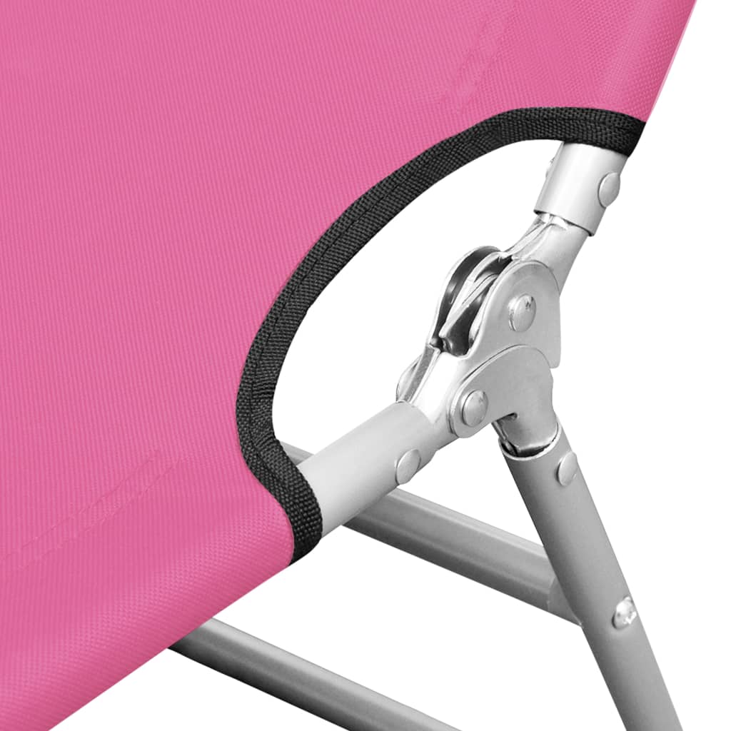vidaXL Klappbare Sonnenliege mit Kopfkissen Stahl Magento Rosa