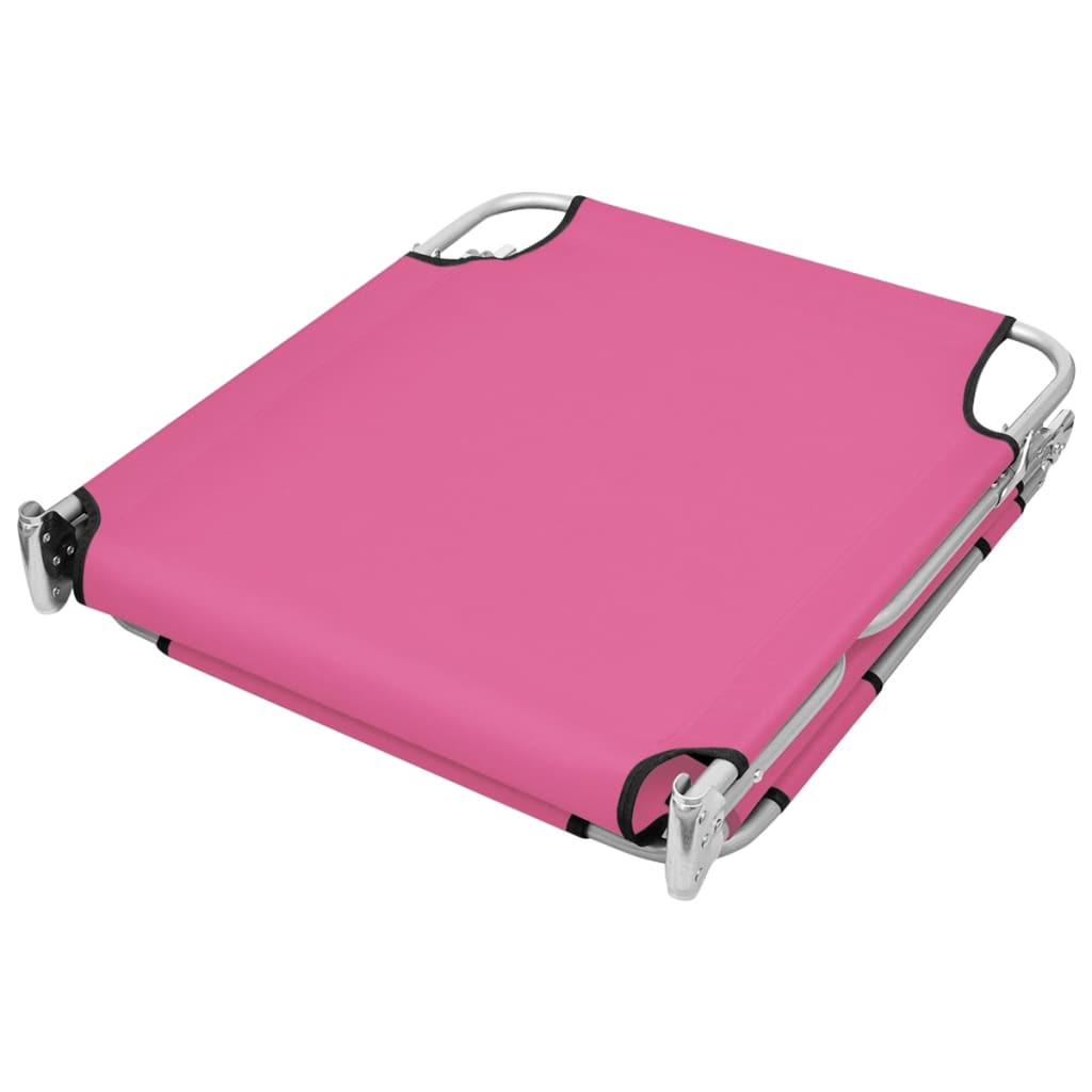 vidaXL Klappbare Sonnenliege mit Kopfkissen Stahl Magento Rosa