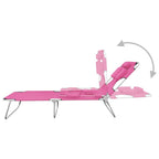 vidaXL Klappbare Sonnenliege mit Kopfkissen Stahl Magento Rosa