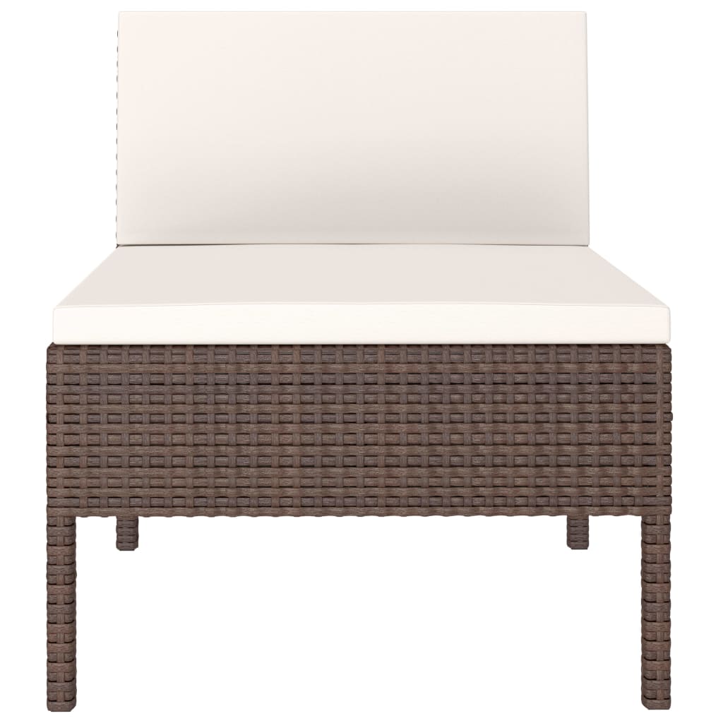 vidaXL Gartenstühle 3 Stk. mit Auflagen Poly Rattan Braun