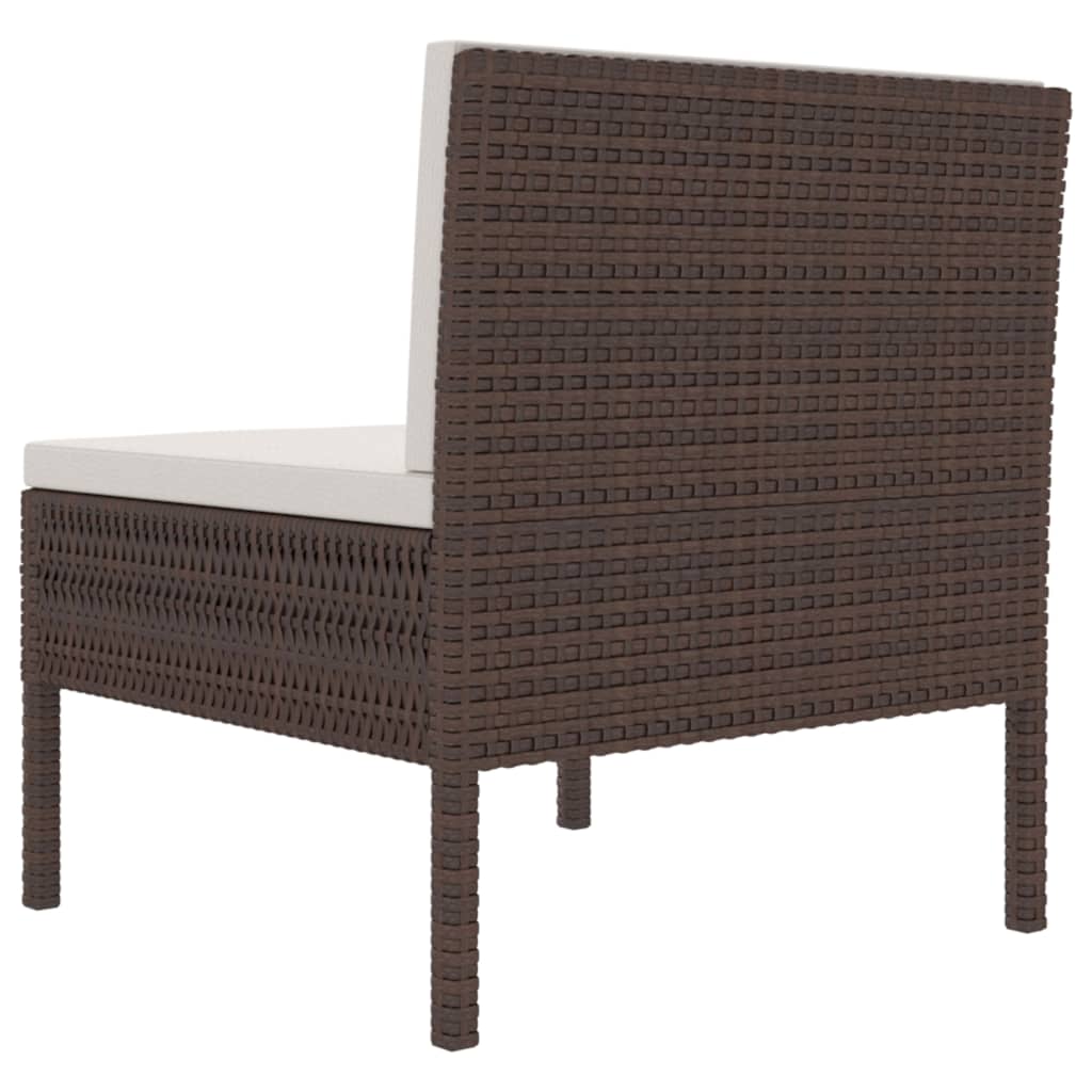 vidaXL Gartenstühle 3 Stk. mit Auflagen Poly Rattan Braun