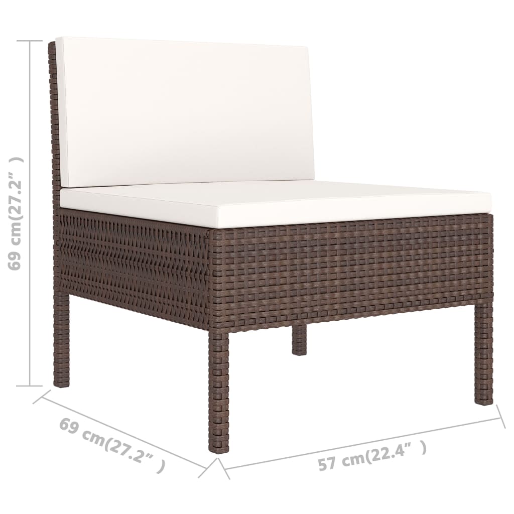 vidaXL Gartenstühle 3 Stk. mit Auflagen Poly Rattan Braun