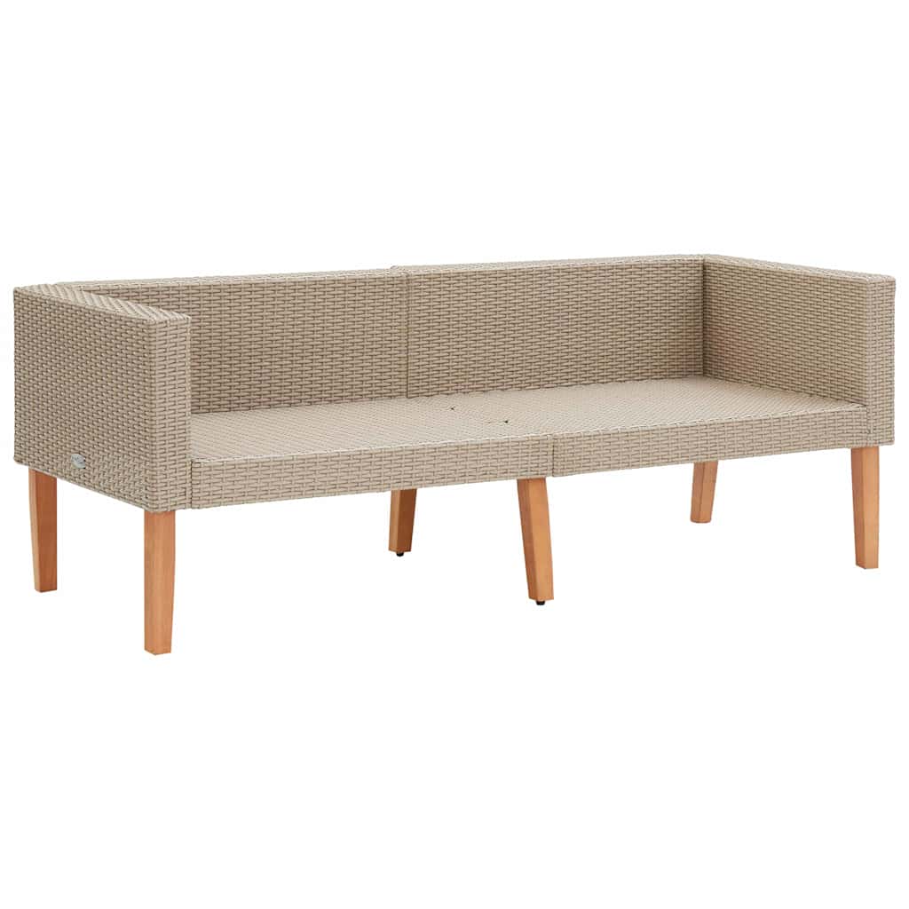 vidaXL 2-Sitzer-Gartensofa mit Auflagen Poly Rattan Beige