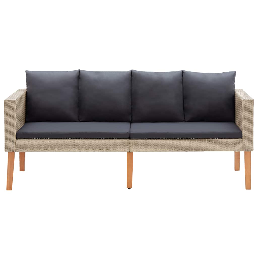 vidaXL 2-Sitzer-Gartensofa mit Auflagen Poly Rattan Beige