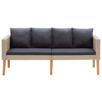 vidaXL 2-Sitzer-Gartensofa mit Auflagen Poly Rattan Beige