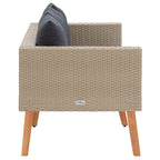 vidaXL 2-Sitzer-Gartensofa mit Auflagen Poly Rattan Beige