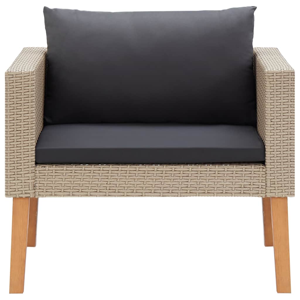 vidaXL 1-Sitzer-Gartensofa mit Auflagen Poly Rattan Beige