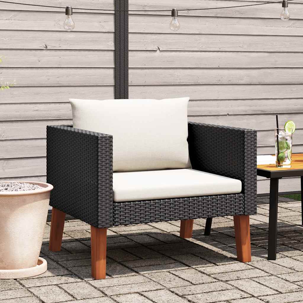 vidaXL 1-Sitzer-Gartensofa mit Auflagen Poly Rattan Beige