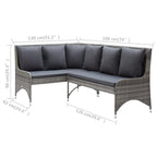 vidaXL Garten-Ecksofas 2 Stk. Poly Rattan Grau