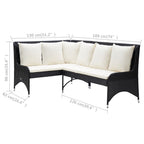 vidaXL Garten-Ecksofa 2-tlg. Poly Rattan Schwarz
