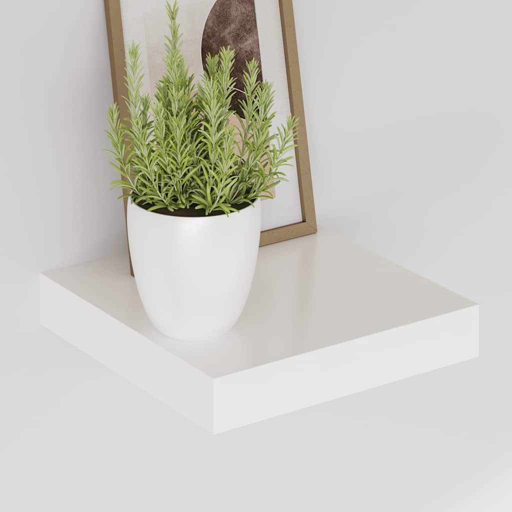 vidaXL Schweberegal Hochglanz-Weiß 23x23,5x3,8 cm MDF
