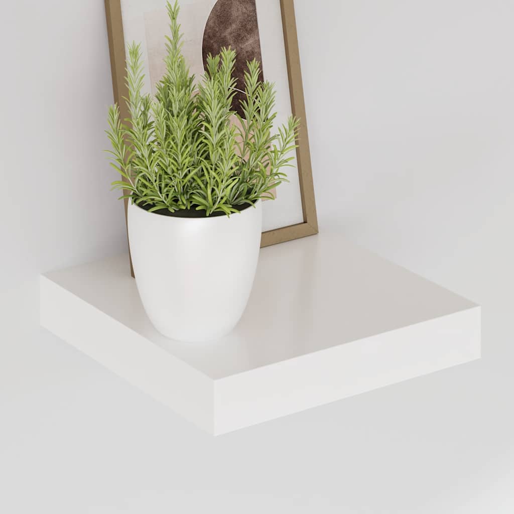vidaXL Schweberegale 2 Stk. Hochglanz-Weiß 23x23,5x3,8 cm MDF