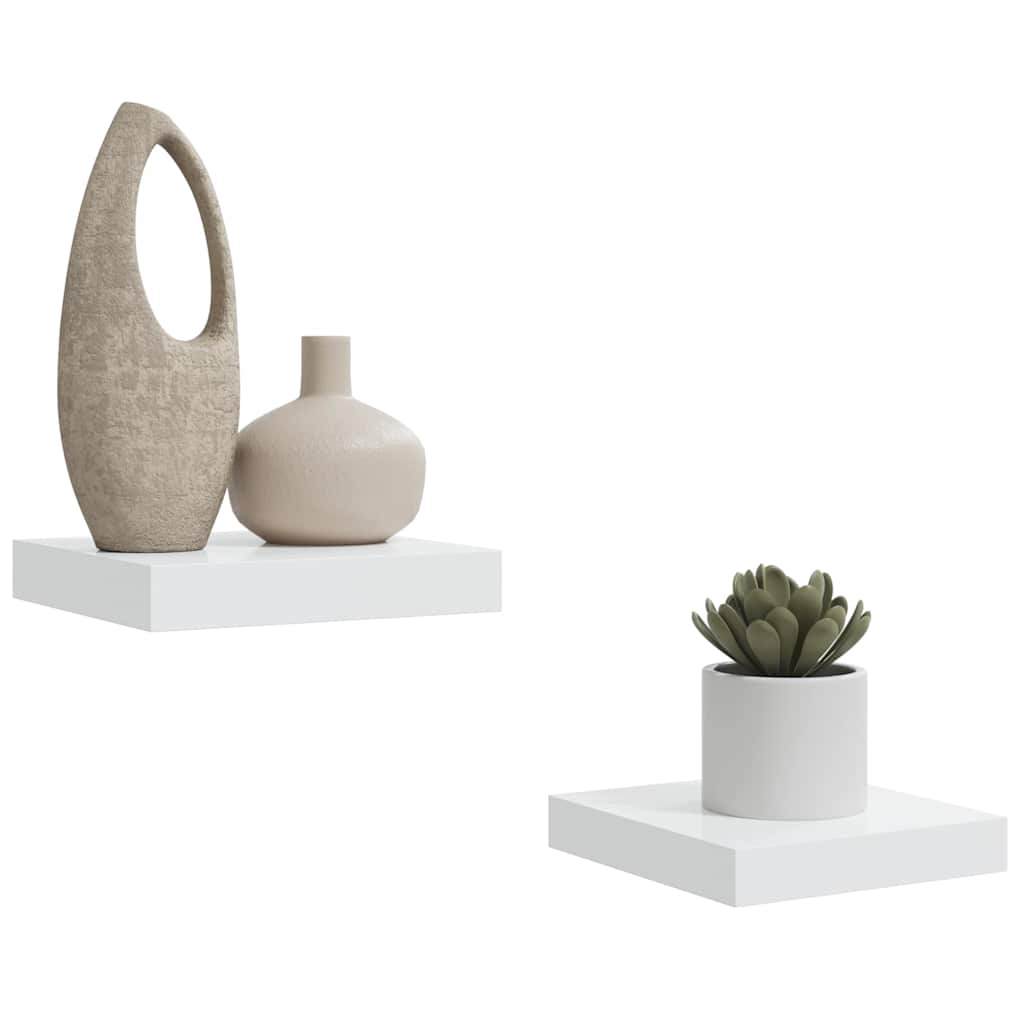 vidaXL Schweberegale 2 Stk. Hochglanz-Weiß 23x23,5x3,8 cm MDF