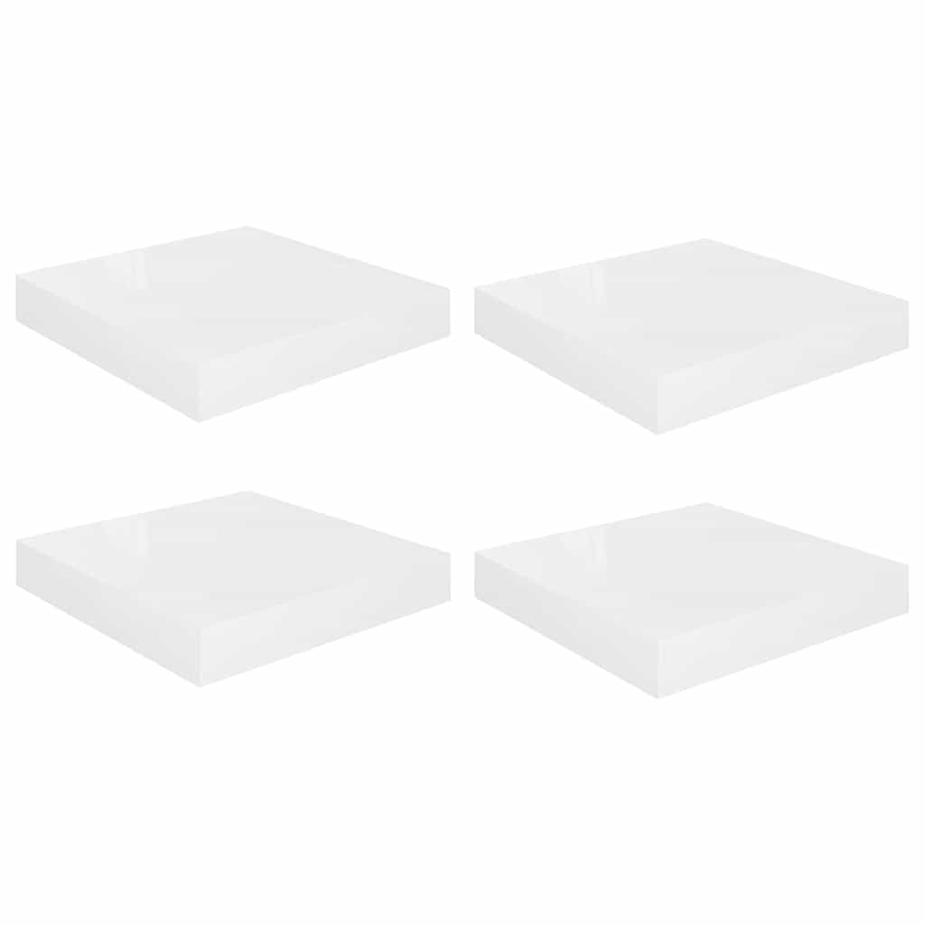 vidaXL Schweberegale 4 Stk. Hochglanz-Weiß 23x23,5x3,8 cm MDF