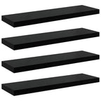 vidaXL Wandregale Schwebend 4 Stk. Hochglanz-Schwarz 90x23,5x3,8cm MDF