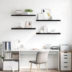 vidaXL Wandregale Schwebend 4 Stk. Hochglanz-Schwarz 90x23,5x3,8cm MDF
