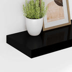 vidaXL Wandregale Schwebend 4 Stk. Hochglanz-Schwarz 90x23,5x3,8cm MDF