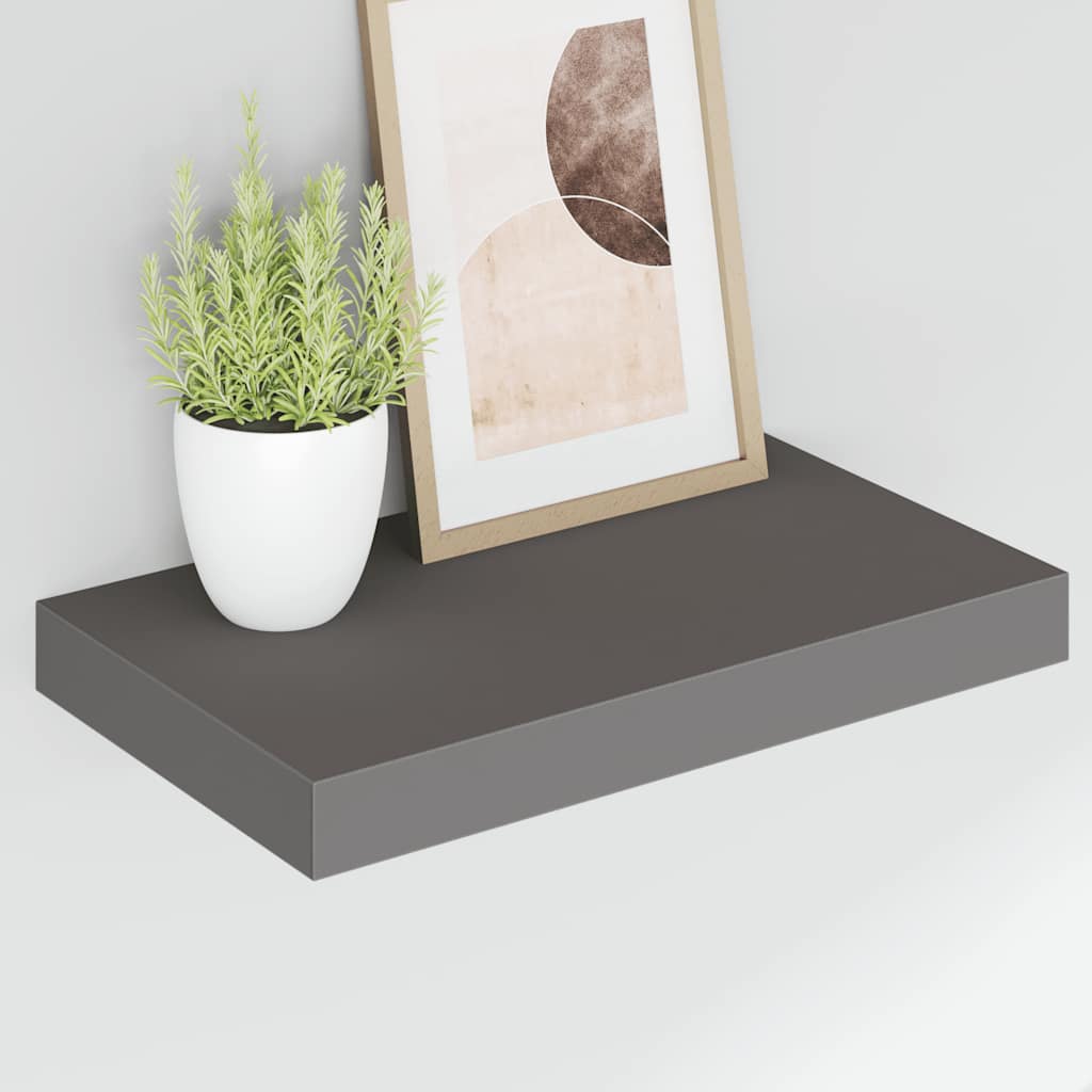 vidaXL Schwebendes Wandregal Hochglanz-Grau 40x23x3,8 cm MDF