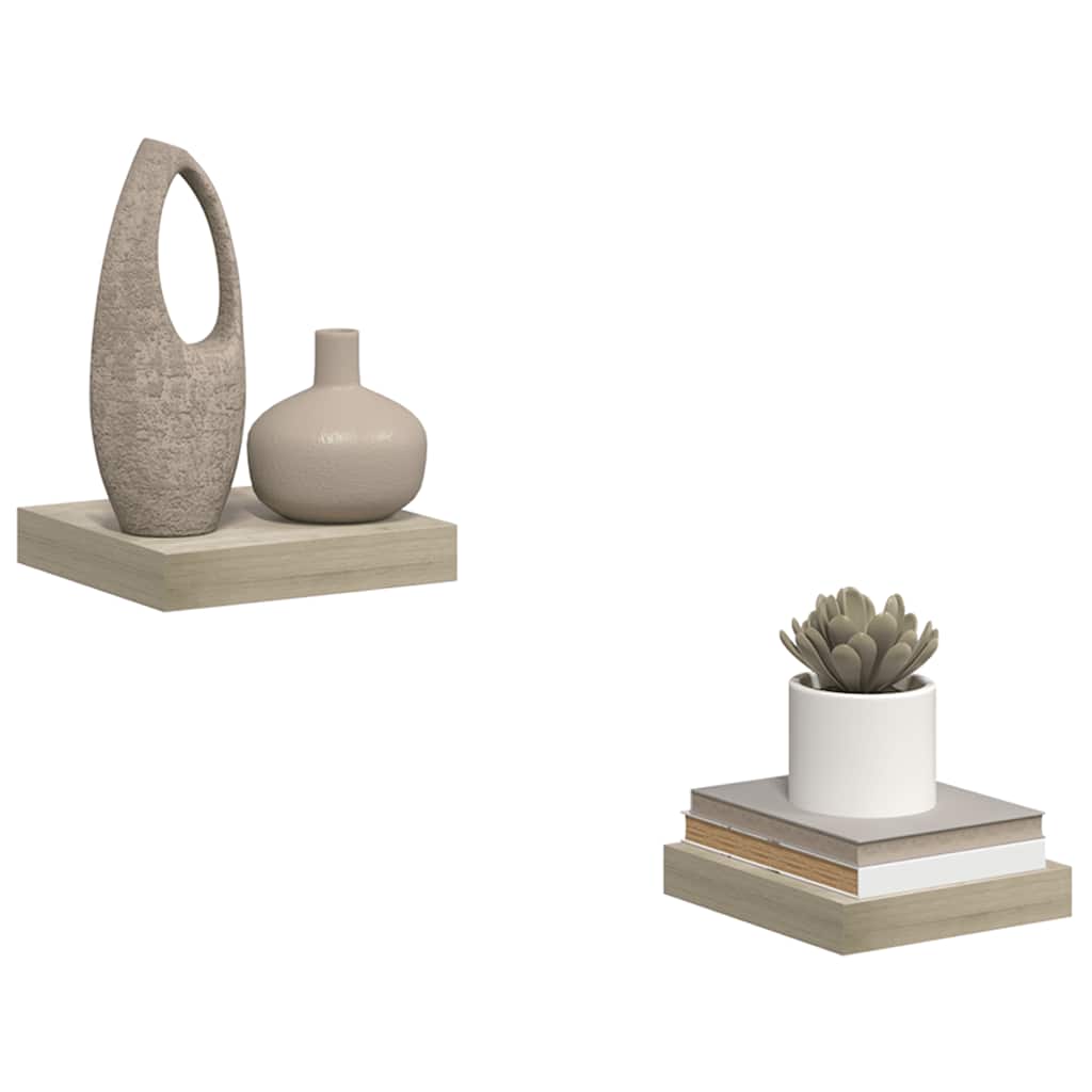 vidaXL Schwebende Wandregale 2 Stk. Eichefarben 23x23,5x3,8cm MDF