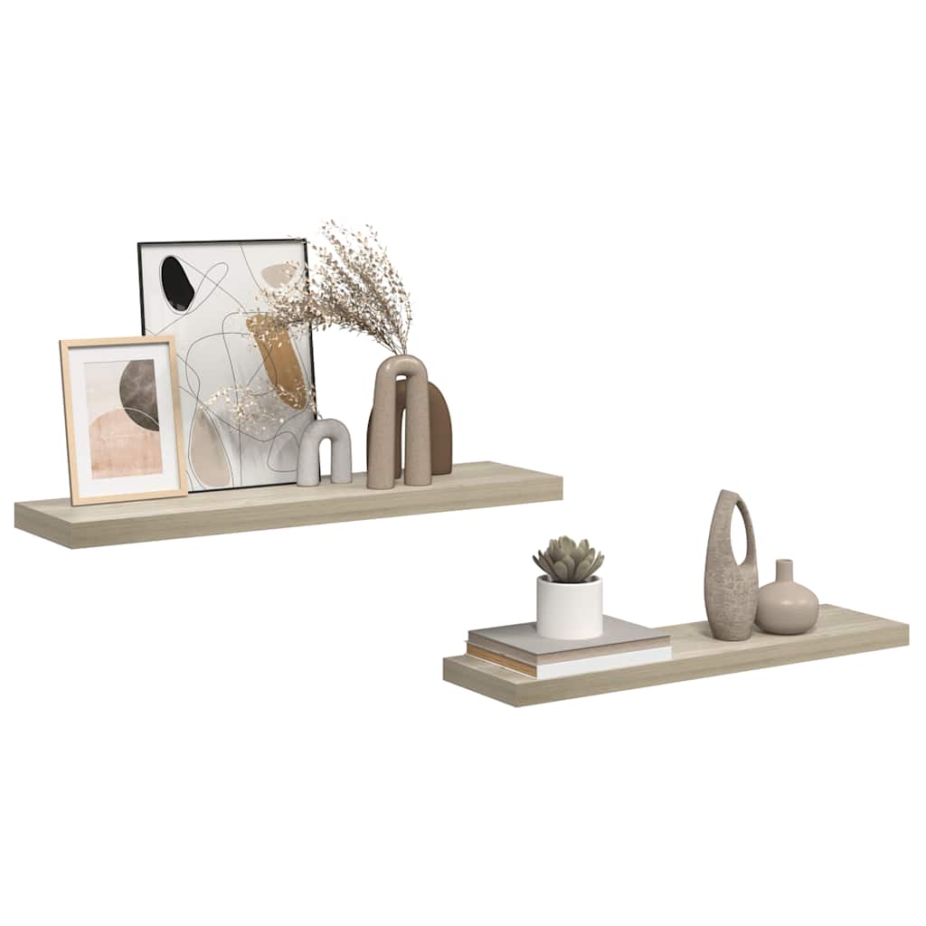 vidaXL Schweberegale 2 Stk. Eichen-Optik 90x23,5x3,8 cm MDF