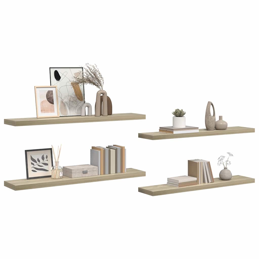 vidaXL Schweberegale 4 Stk. Eichen-Optik 120x23,5x3,8 cm MDF