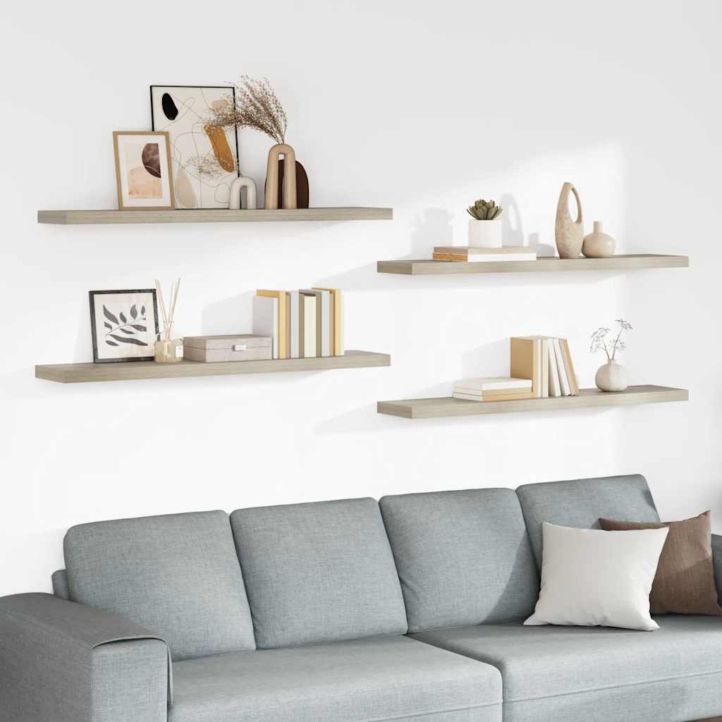 vidaXL Schweberegale 4 Stk. Eichen-Optik 120x23,5x3,8 cm MDF
