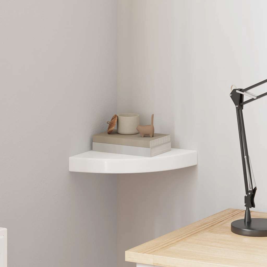 vidaXL Schwebendes Eckregal Hochglanz-Weiß 25x25x3,8 cm MDF