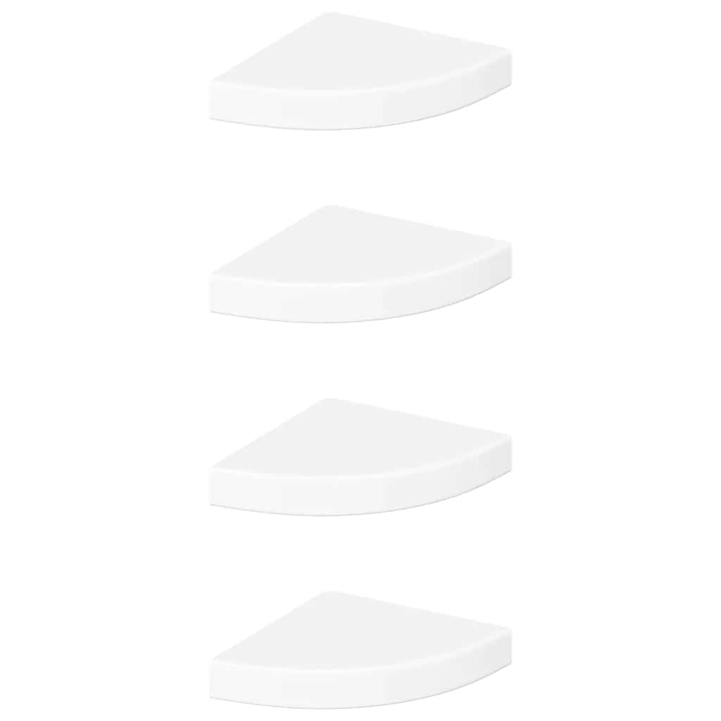 vidaXL Schwebende Eckregale 4 Stk. Hochglanz-Weiß 25x25x3,8 cm MDF