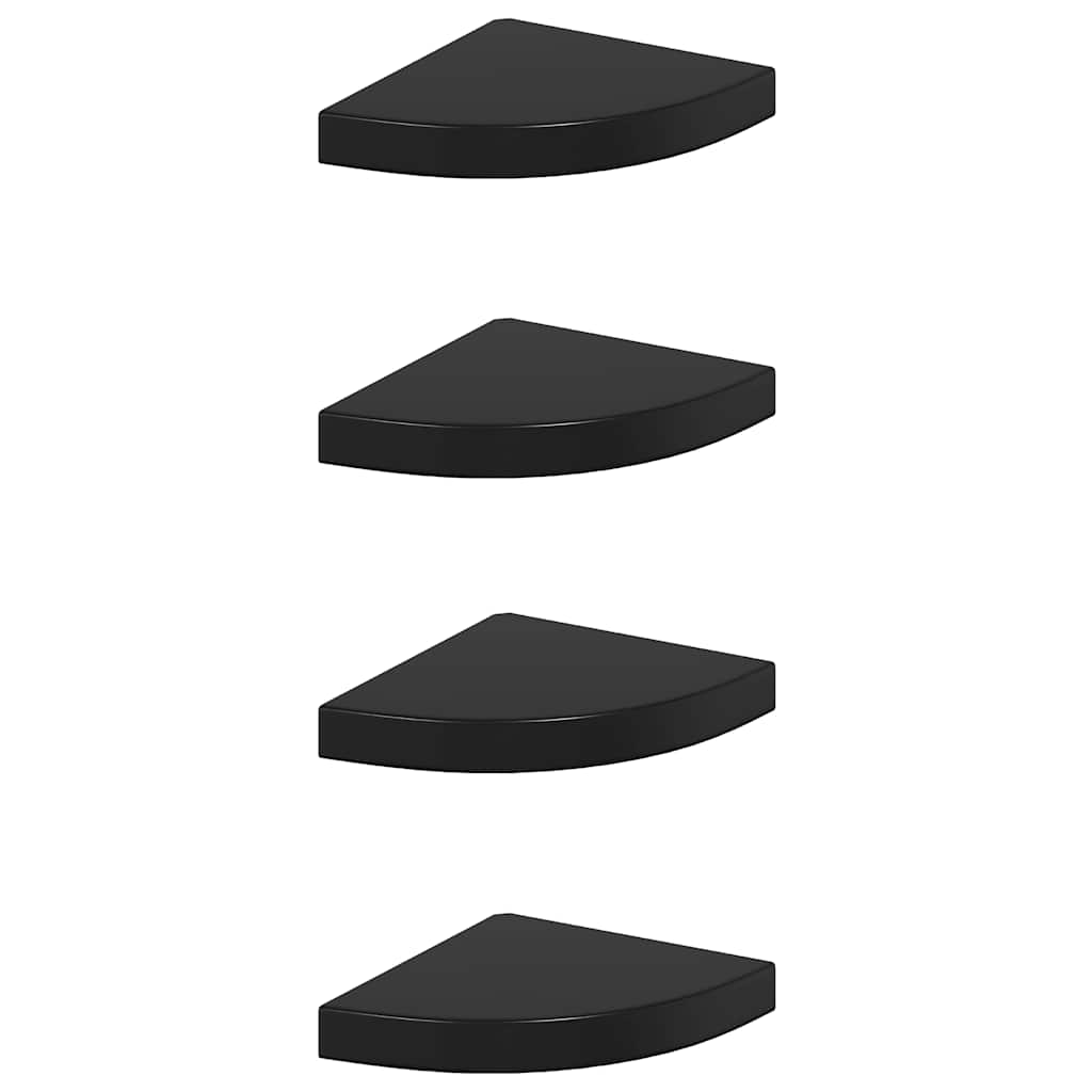 vidaXL Eck-Schweberegale 4 Stk. Hochglanz-Schwarz 25x25x3,8 cm MDF