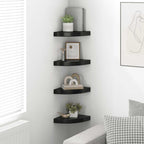 vidaXL Eck-Schweberegale 4 Stk. Hochglanz-Schwarz 25x25x3,8 cm MDF