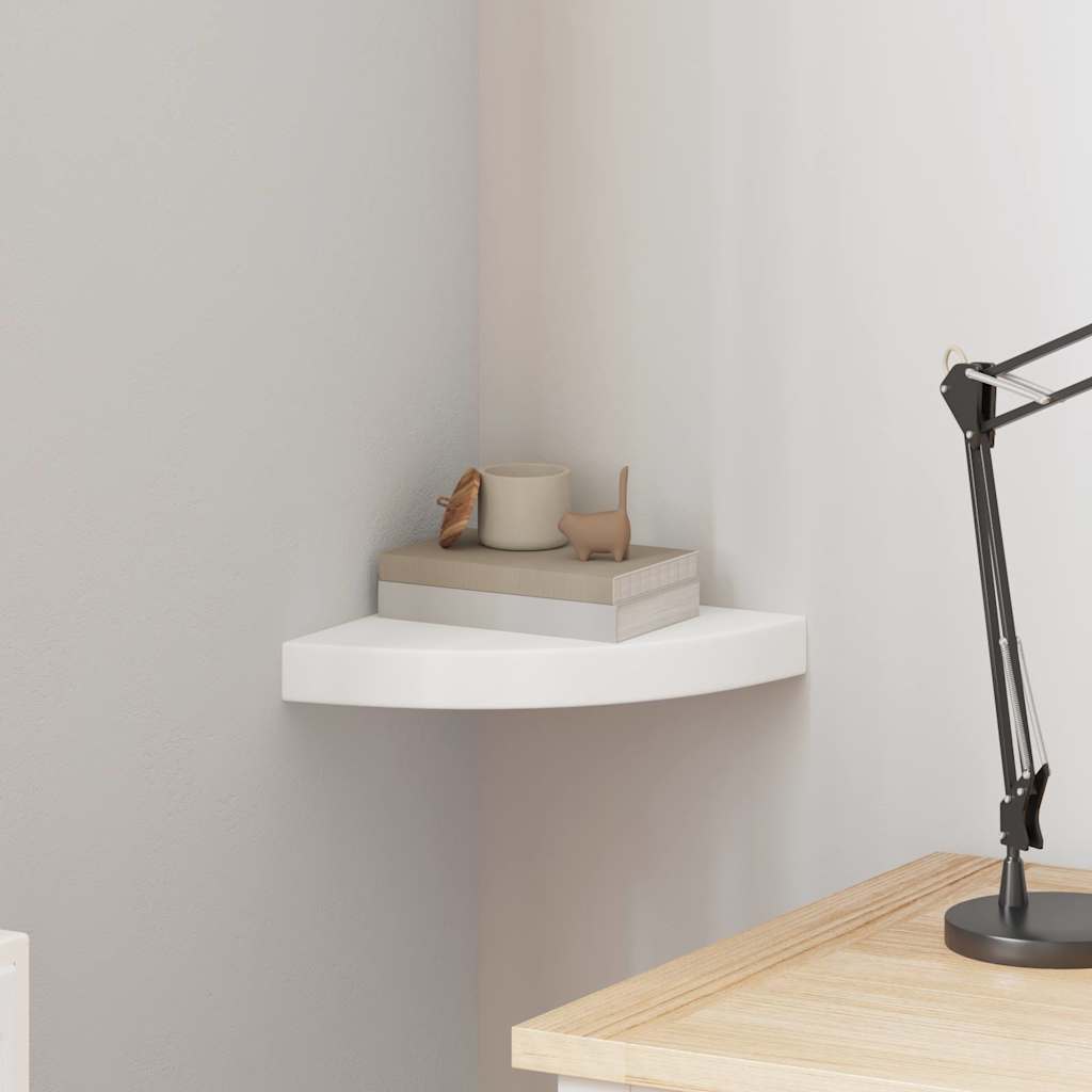 vidaXL Eck-Schweberegal Weiß 25x25x3,8 cm MDF