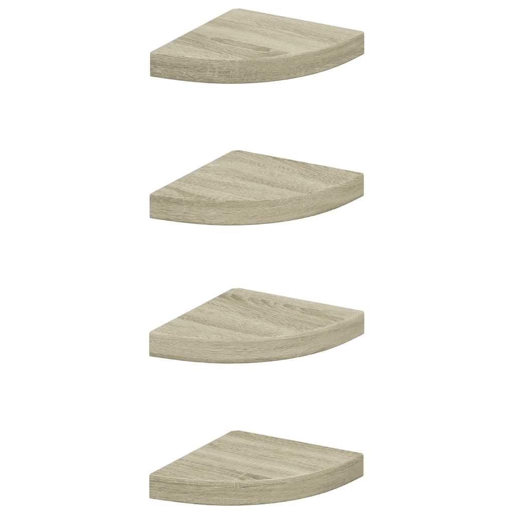 vidaXL Eck-Schweberegale 4 Stk. Eichen-Optik 25x25x3,8 cm MDF