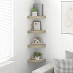 vidaXL Eck-Schweberegale 4 Stk. Eichen-Optik 25x25x3,8 cm MDF